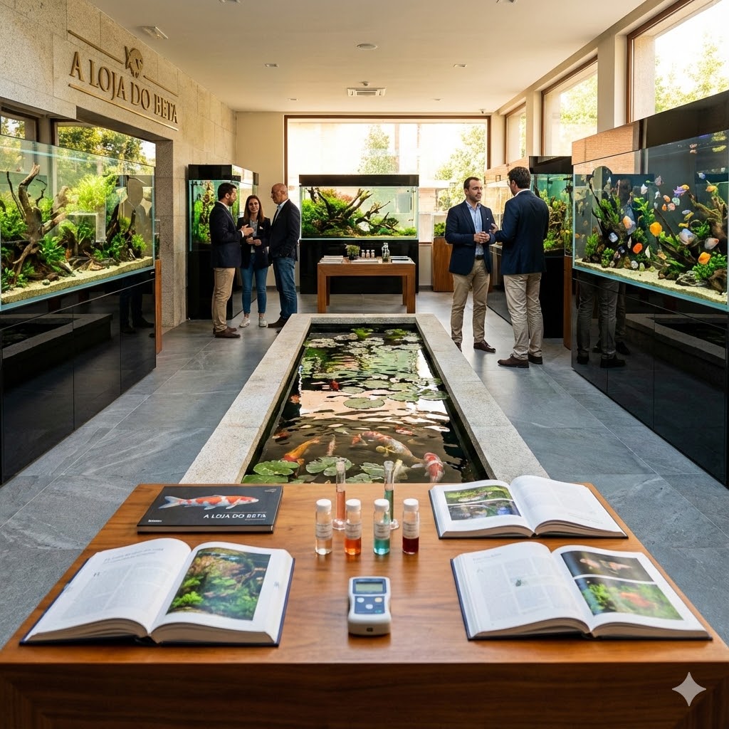 Aquário com peixes coloridos e corais